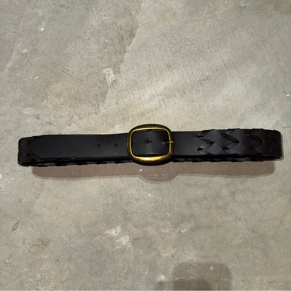 Faded Glory Dark Brown Braided Belt with Brass Buckle